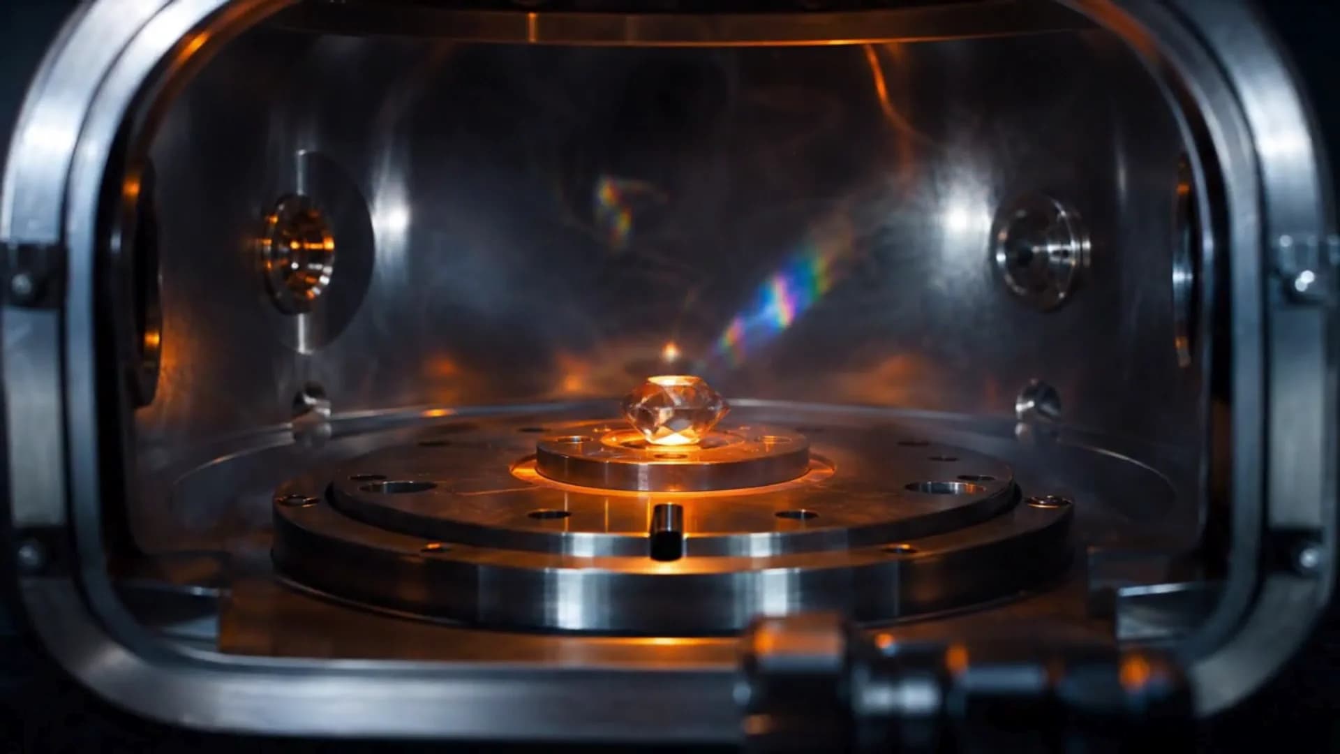 A diamond seed growing inside a 7MARK CVD reactor chamber